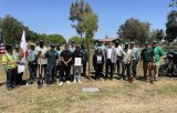 Assemblyman Rudy Salas with friends and public members honoring former Lemoore Police Officer Jonathan Diaz.